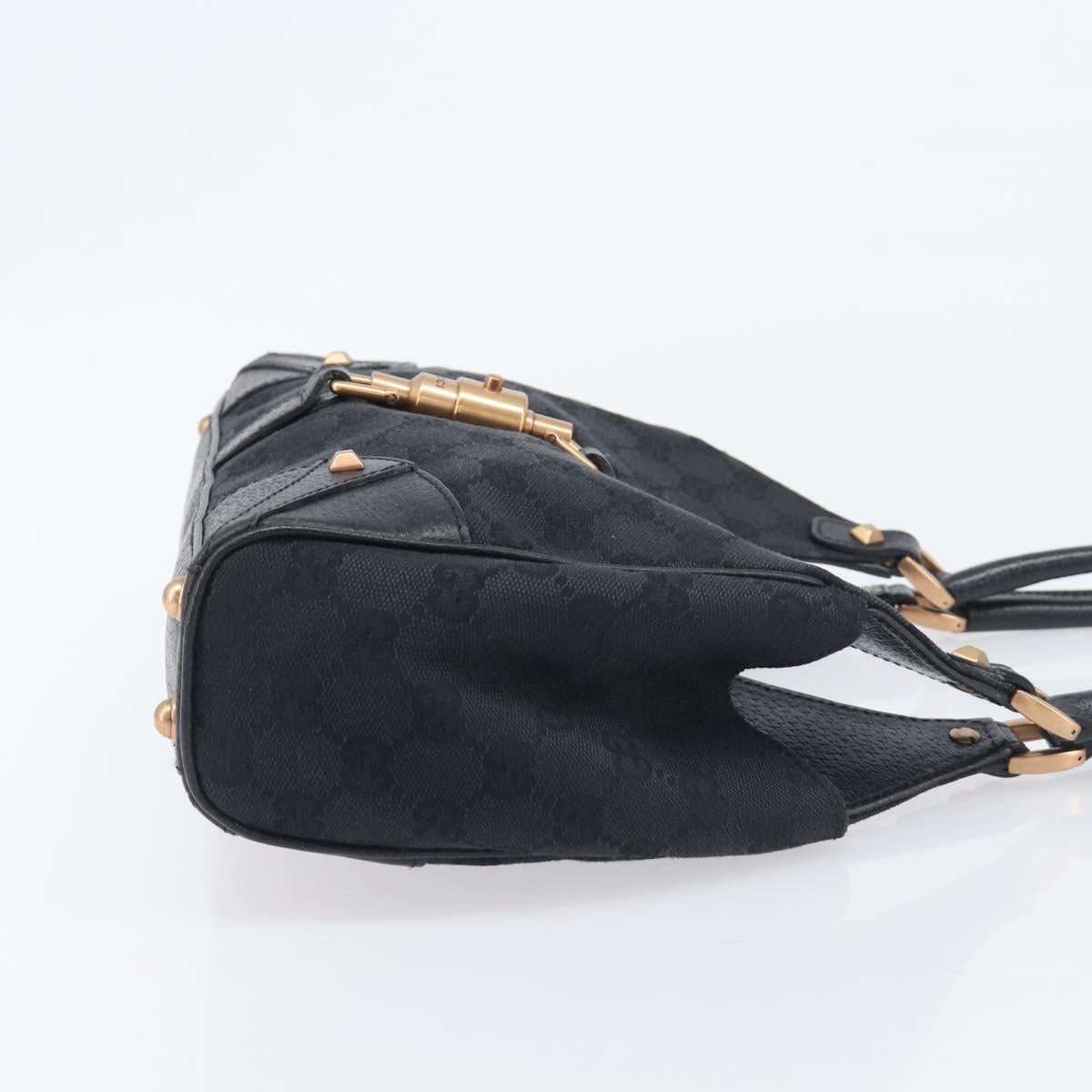 GUCCI GG Canvas Jackie Hand Bag Leather Black 124409 Auth yk20807V