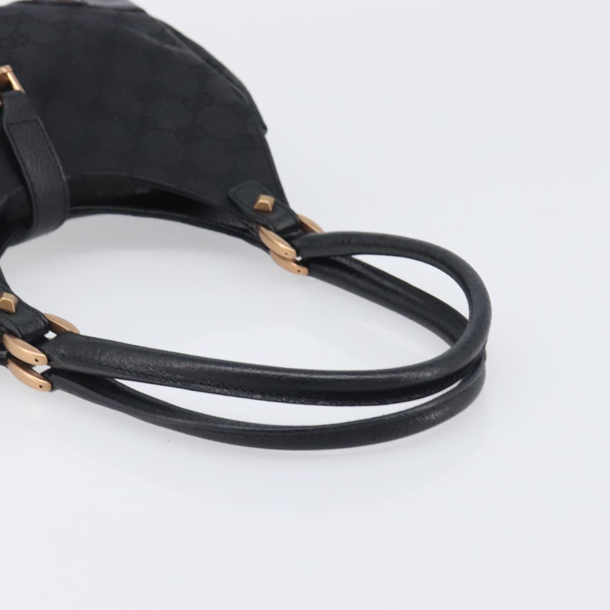GUCCI GG Canvas Jackie Hand Bag Leather Black 124409 Auth yk20807V