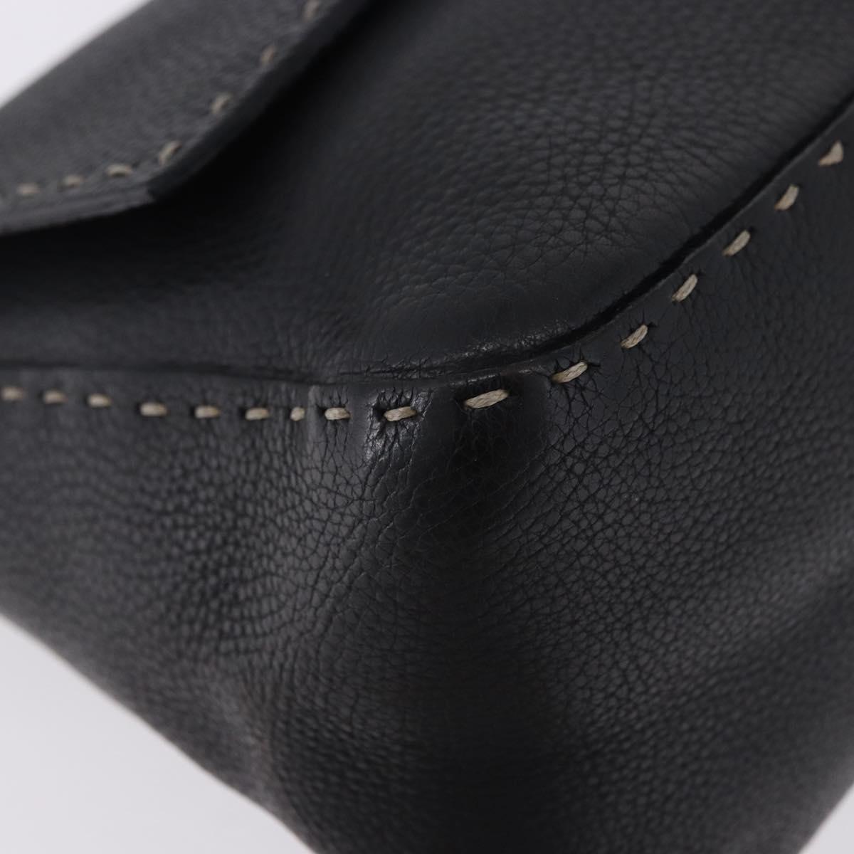 FENDI Selleria Mamma Baguette Shoulder Bag Leather Black Auth yk20809V