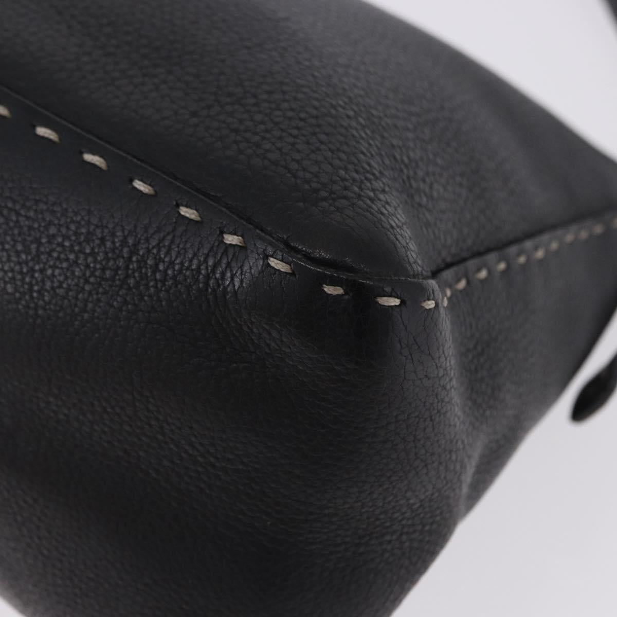 FENDI Selleria Mamma Baguette Shoulder Bag Leather Black Auth yk20809V