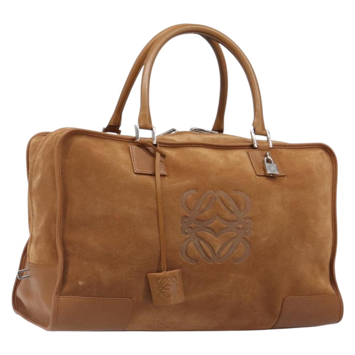 LOEWE Amazona 44 Hand Bag Suede Brown Silver Auth yk20811SAV