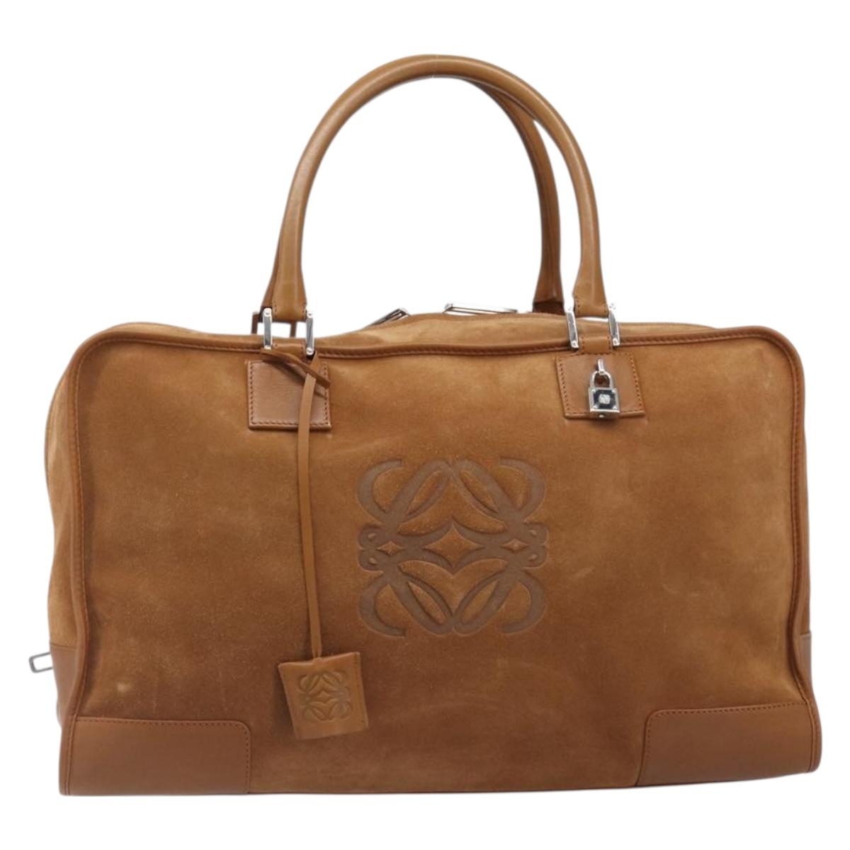 LOEWE Amazona 44 Hand Bag Suede Brown Silver Auth yk20811SAV