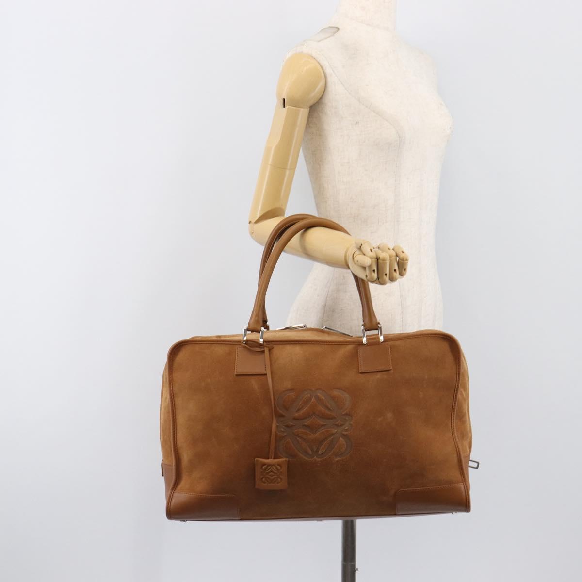 LOEWE Amazona 44 Hand Bag Suede Brown Silver Auth yk20811SAV