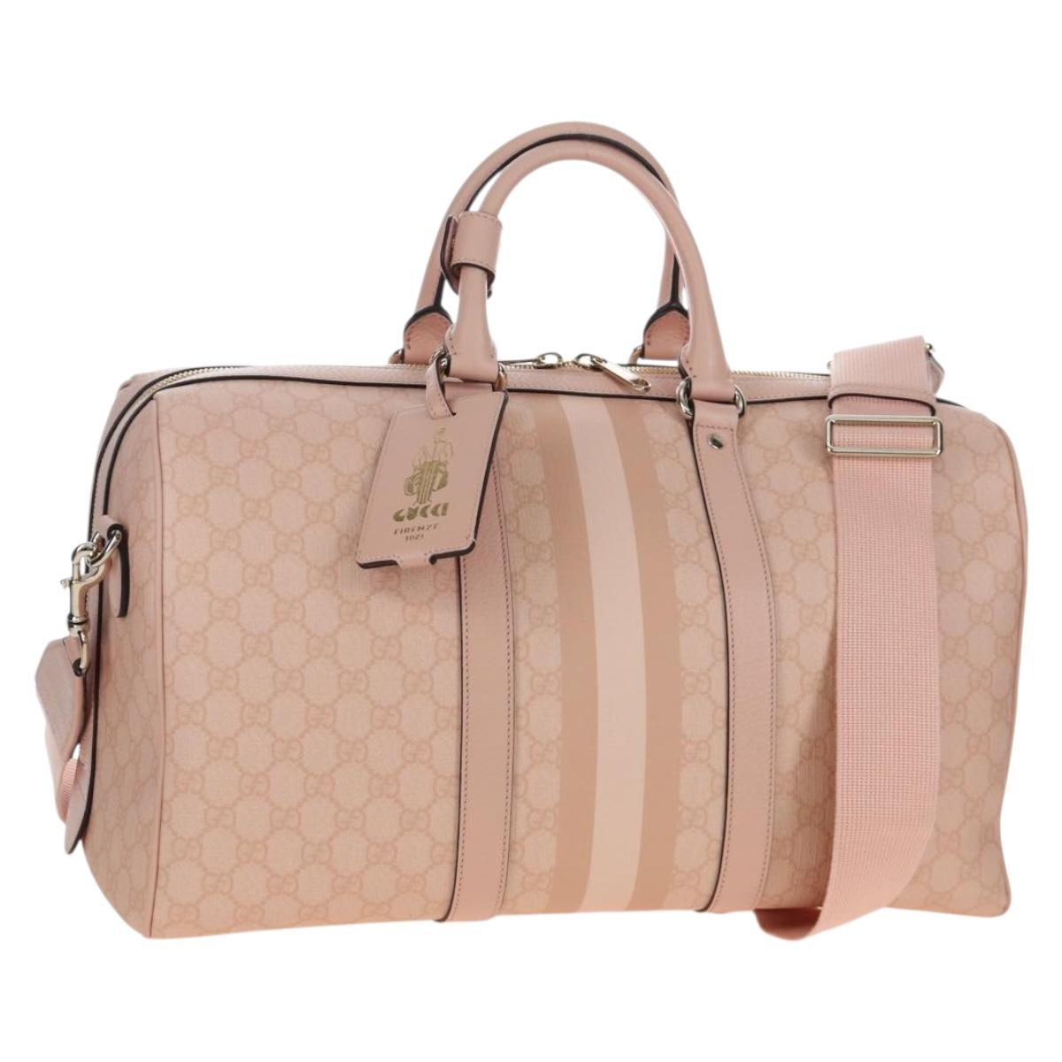 GUCCI GG Supreme Boston Bag PVC 2way Pink Gold 811486 Auth yk20816SAV