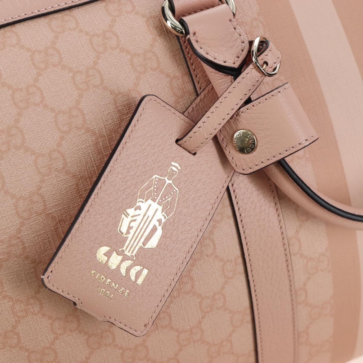 GUCCI GG Supreme Boston Bag PVC 2way Pink Gold 811486 Auth yk20816SAV