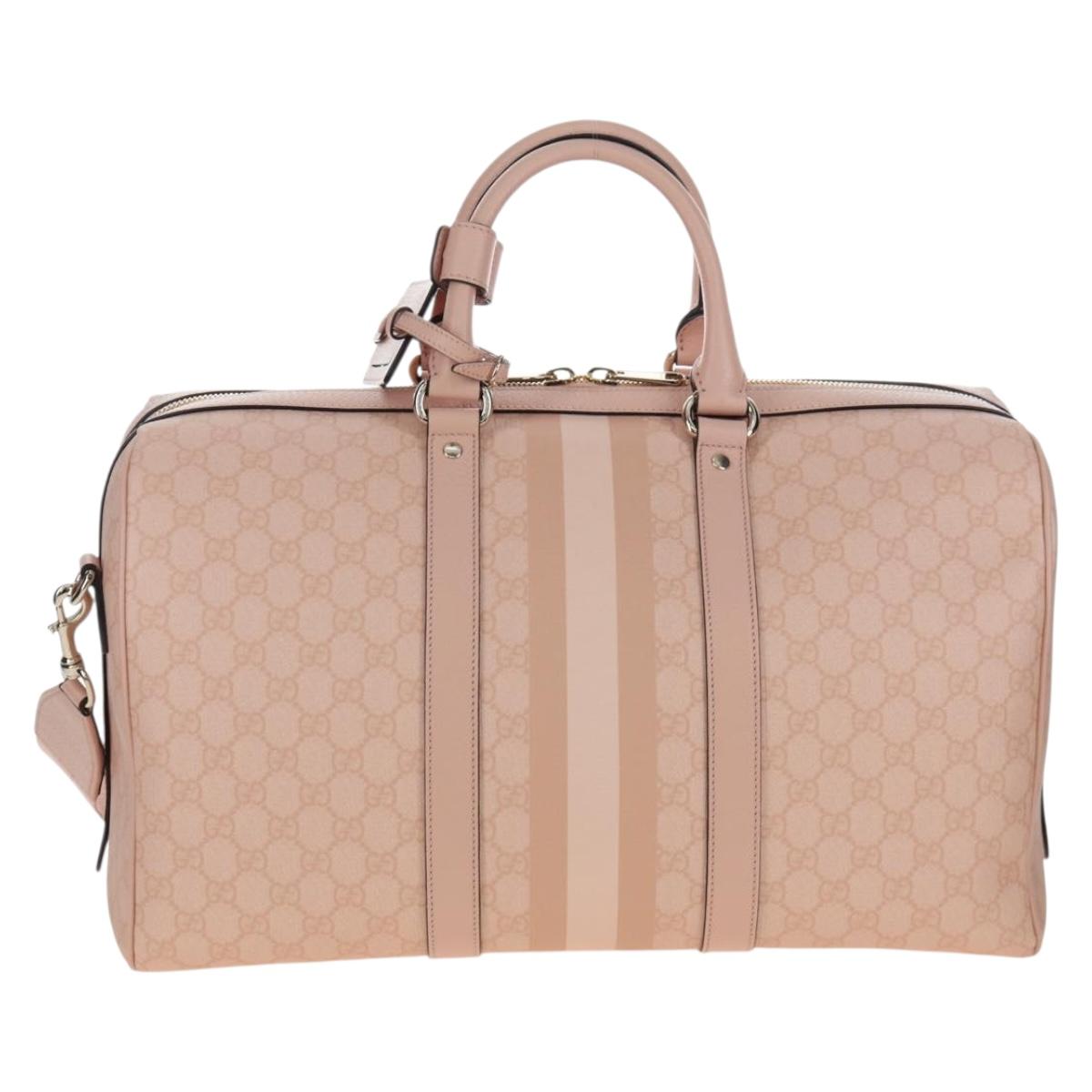 GUCCI GG Supreme Boston Bag PVC 2way Pink Gold 811486 Auth yk20816SAV