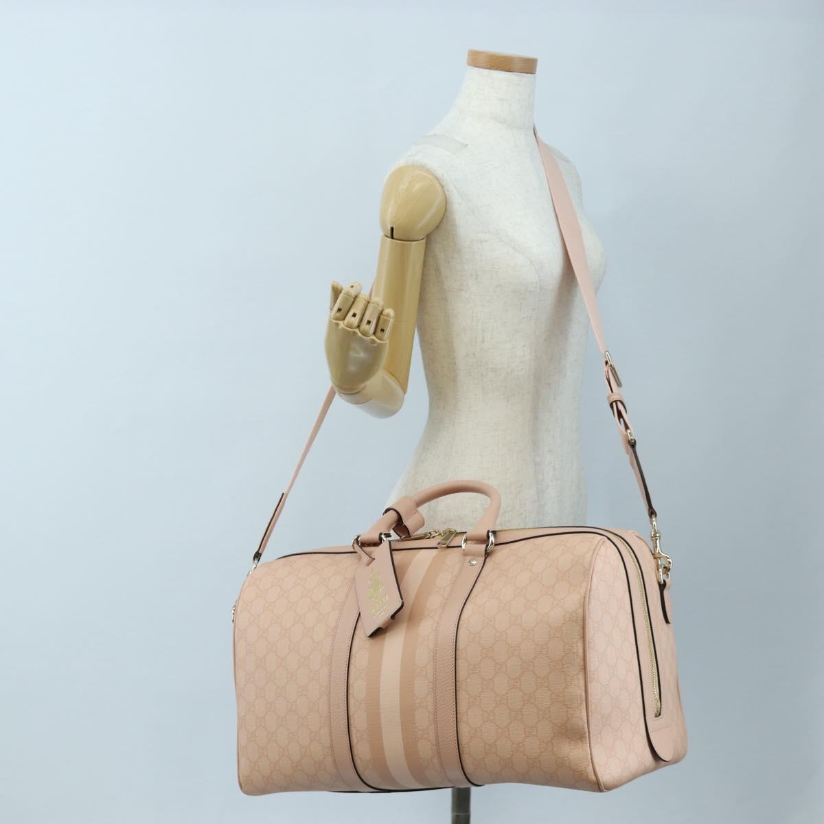 GUCCI GG Supreme Boston Bag PVC 2way Pink Gold 811486 Auth yk20816SAV