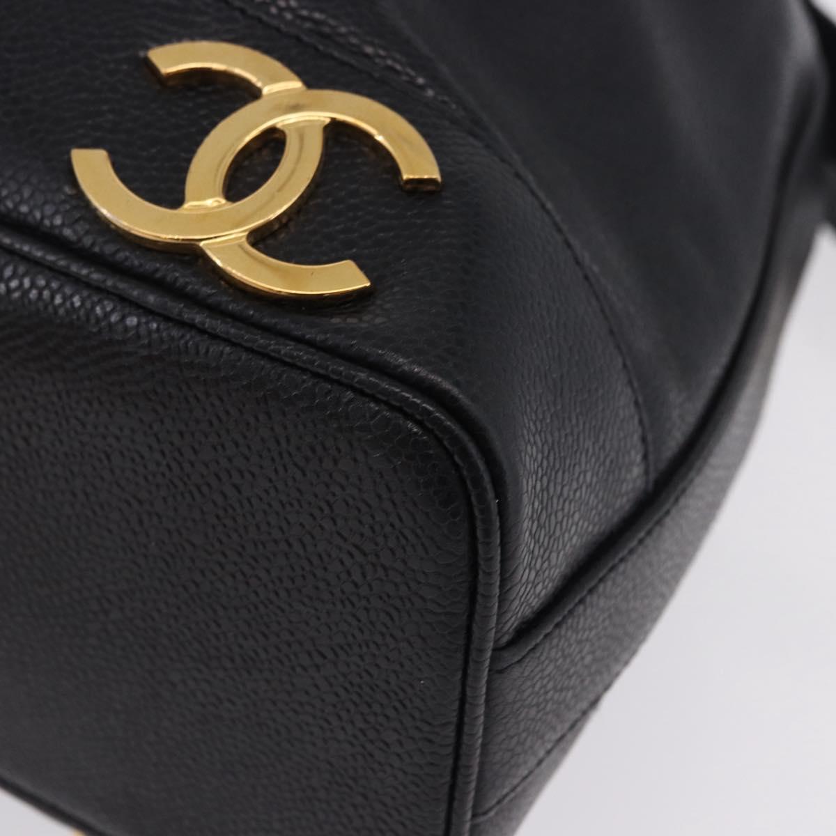 CHANEL Triple Coco Chain Shoulder Bag Caviar Skin Black Gold CC Auth yk20817SAV