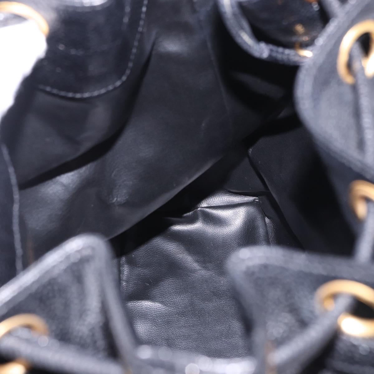 CHANEL Triple Coco Chain Shoulder Bag Caviar Skin Black Gold CC Auth yk20817SAV