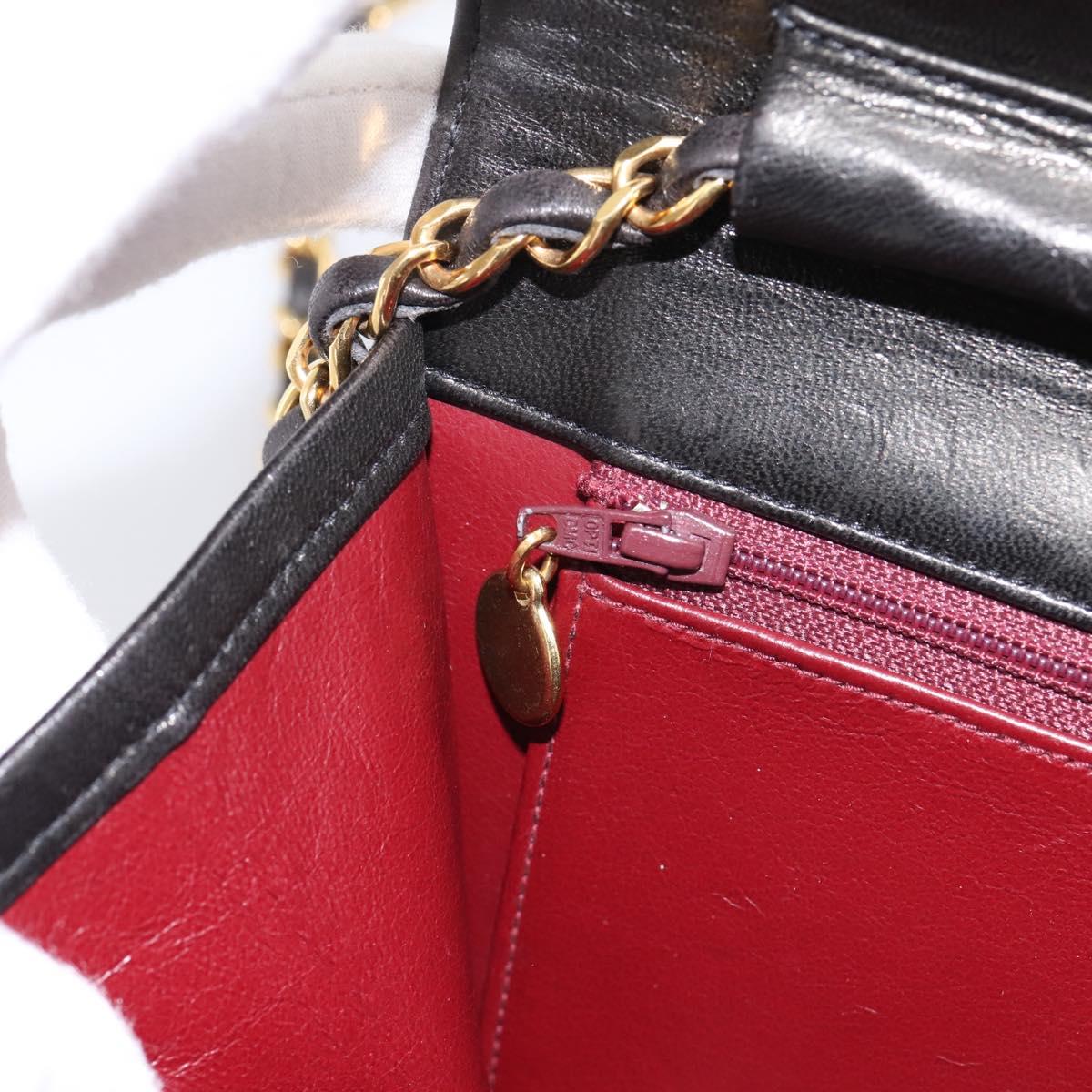 CHANEL Chain Matelasse Shoulder Bag Lamb Skin Black Gold CC Auth yk20824V
