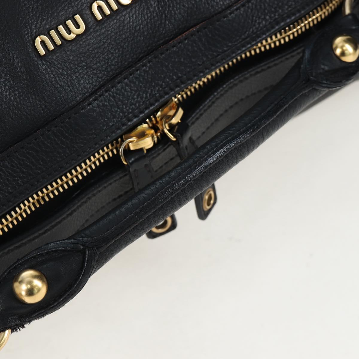 Miu Miu Shoulder Bag Leather Black Gold Auth yk20825V