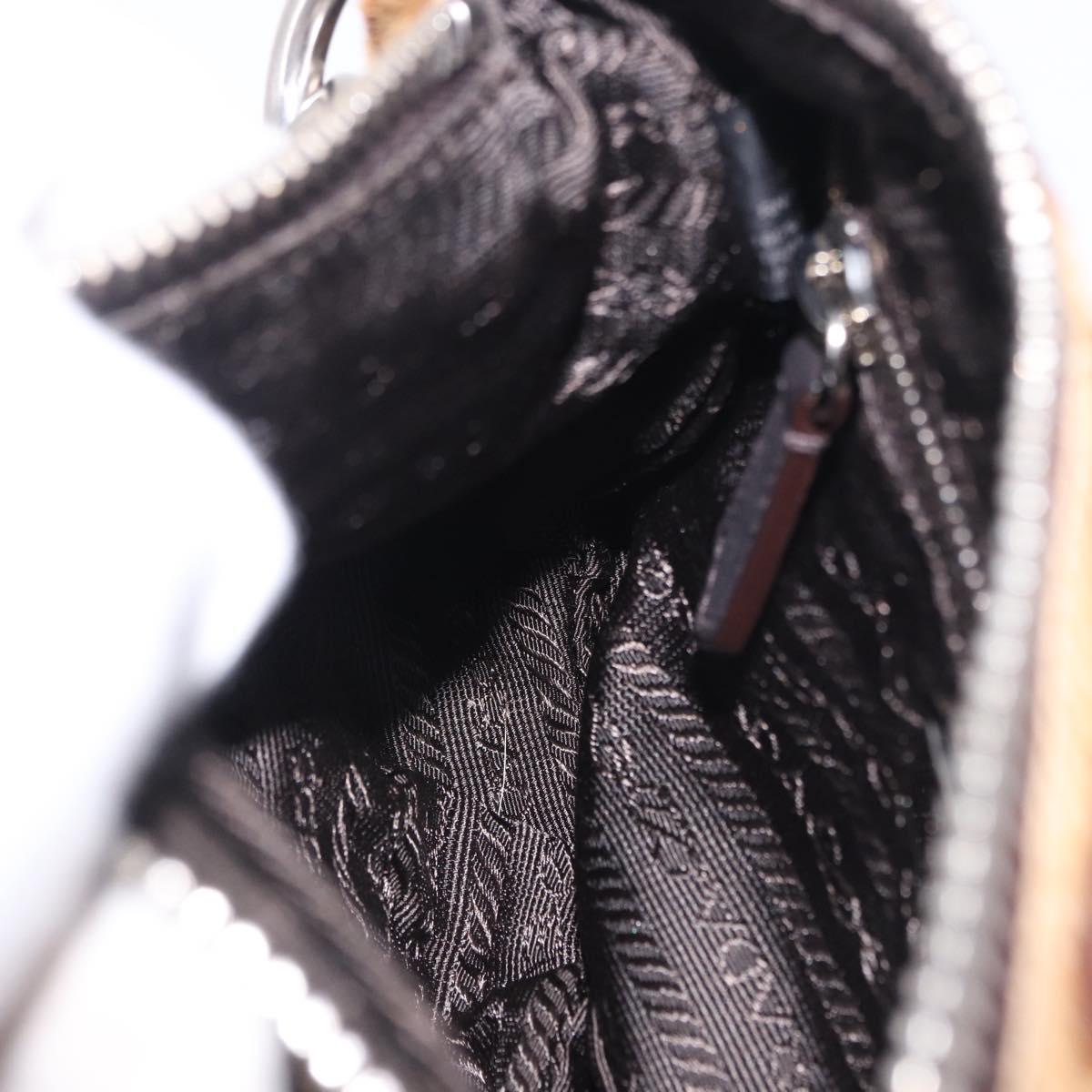PRADA Shoulder Bag Harako leather Brown Silver Auth yk20826SAM