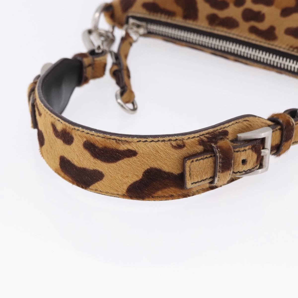 PRADA Shoulder Bag Harako leather Brown Silver Auth yk20826SAM