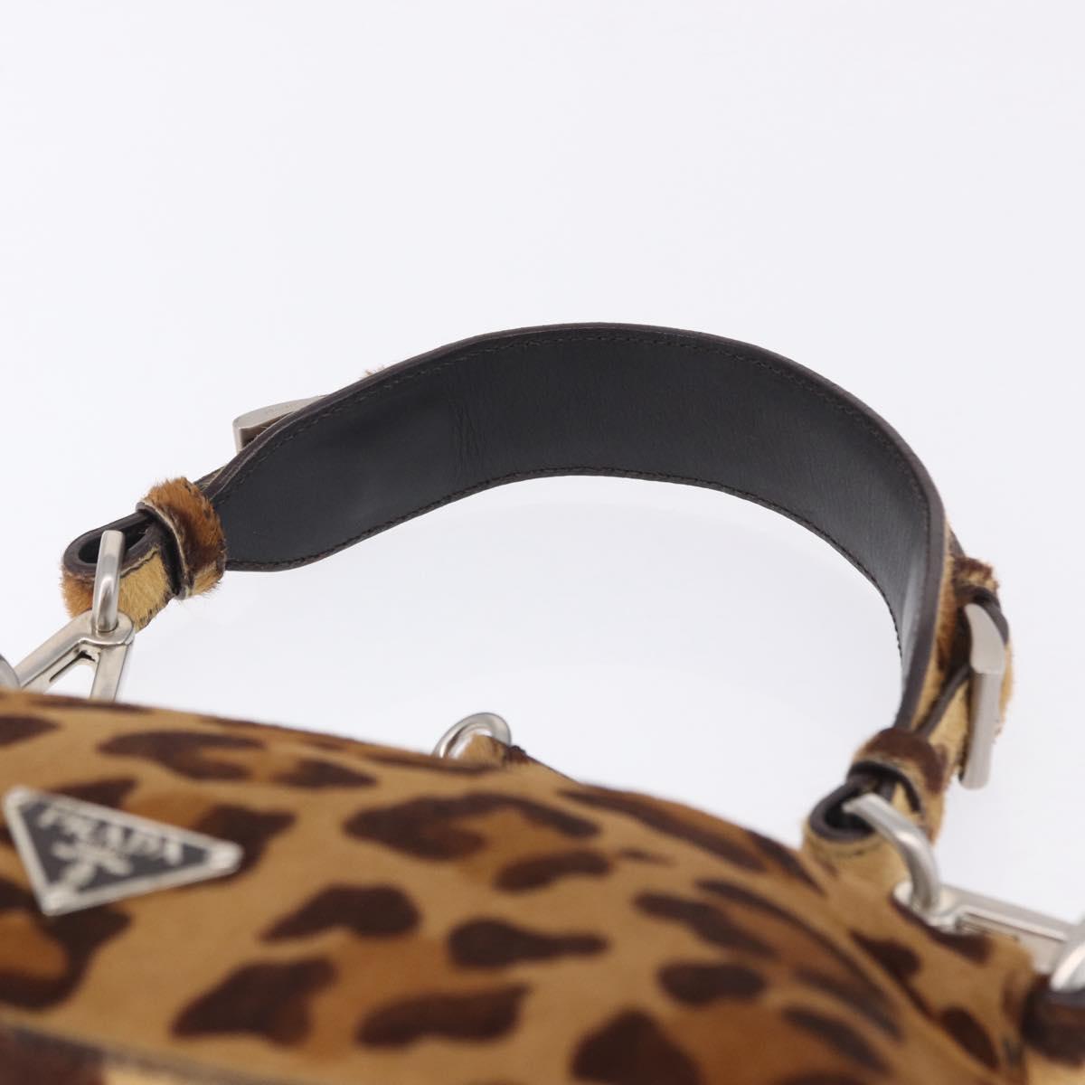 PRADA Shoulder Bag Harako leather Brown Silver Auth yk20826SAM