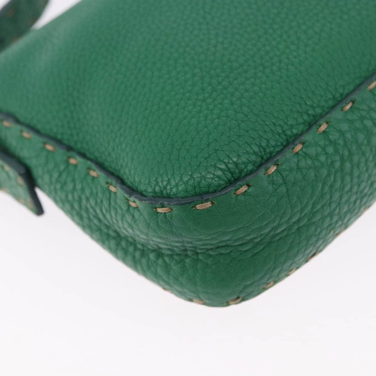 FENDI Selleria Mamma Baguette Bag Leather Green Gold 8BR101 Auth yk20828SAM