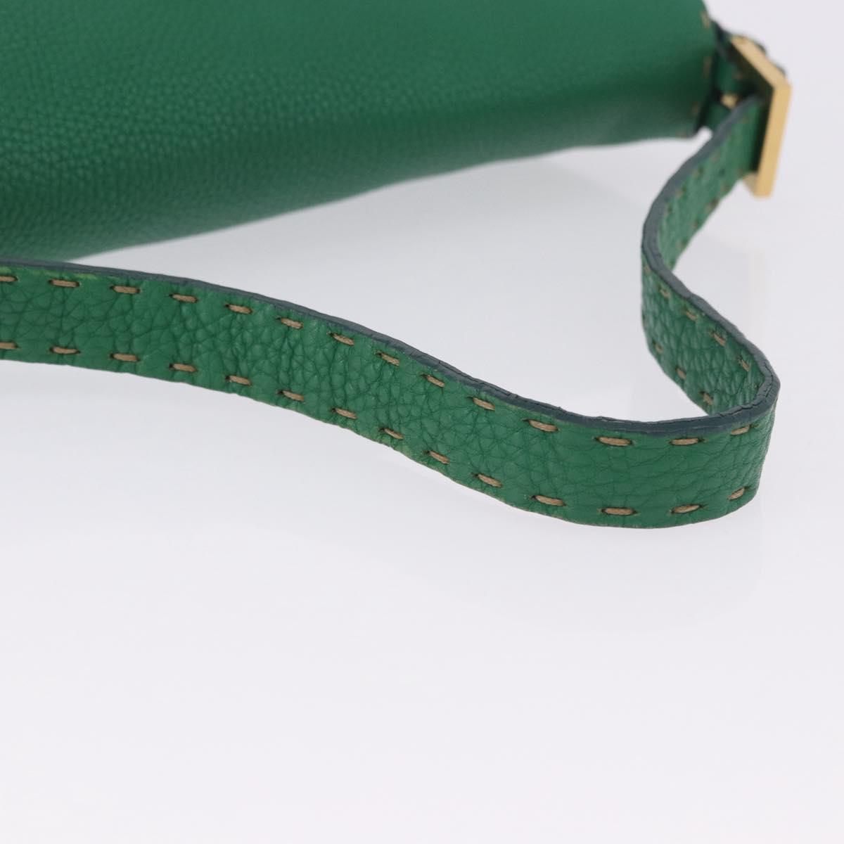 FENDI Selleria Mamma Baguette Bag Leather Green Gold 8BR101 Auth yk20828SAM