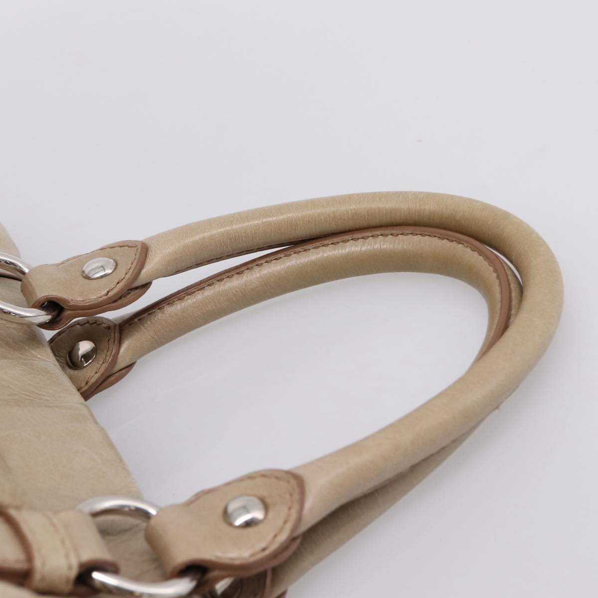 Miu Miu Hand Bag Leather 2way Beige Silver Auth yk20829M