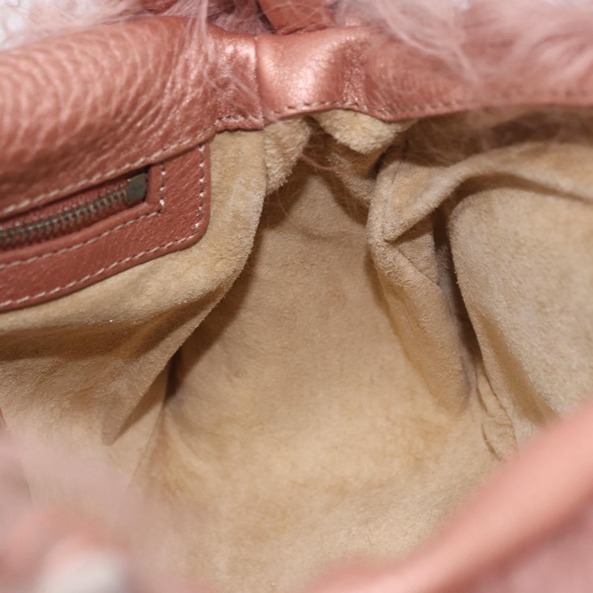 FENDI Selleria Mini Mamma Baguette Bag Wool Pink Silver 8BR185 Auth yk20834SAM