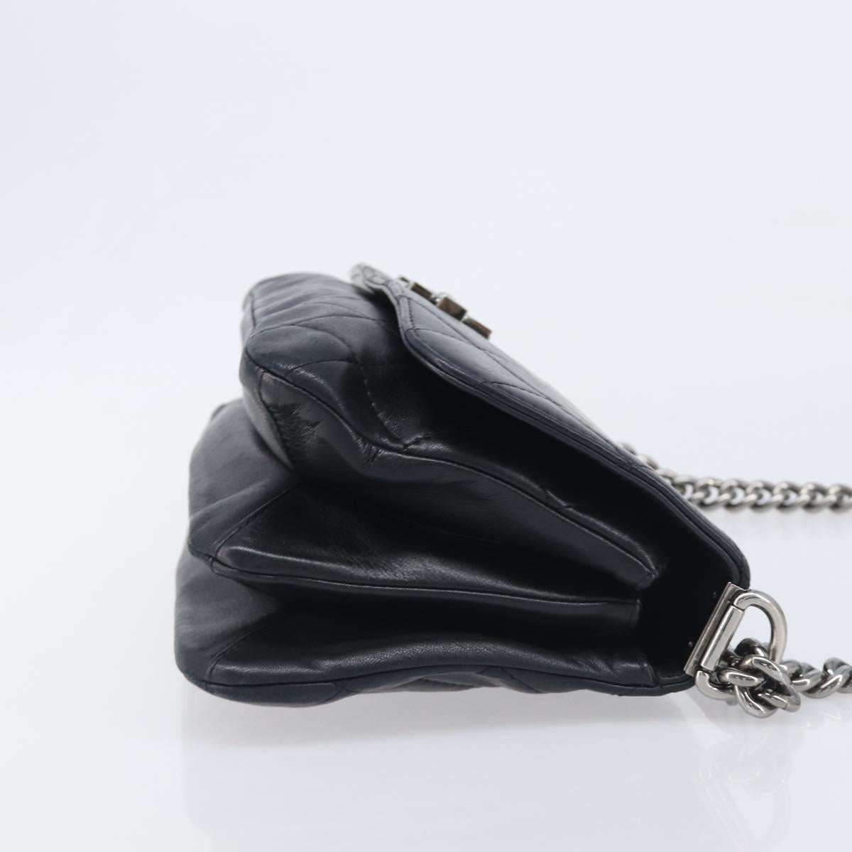 CHANEL Matelasse Chain Shoulder Bag Lamb Skin Black Silver CC Auth yk20835V