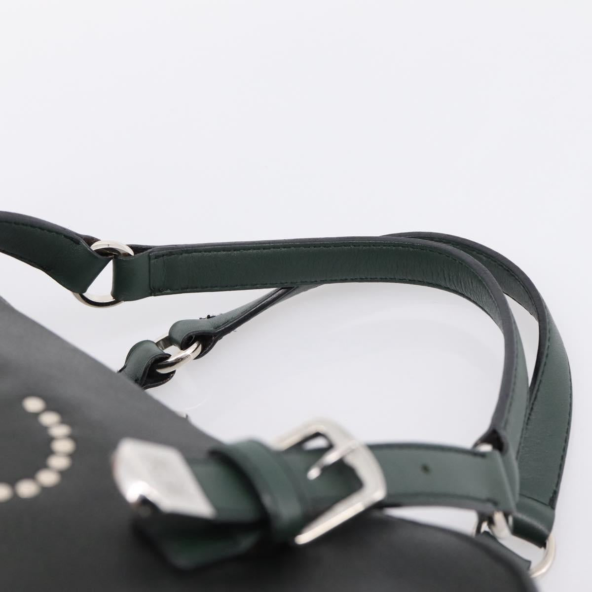 LOEWE Hand Bag Leather Green Silver Auth yk20838V