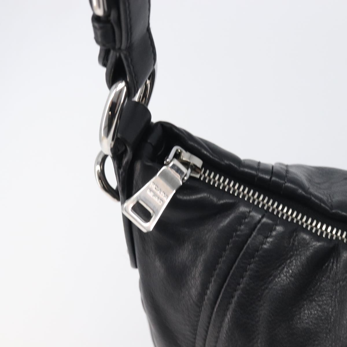 PRADA Shoulder Bag Leather Black Silver Auth yk20841SAV