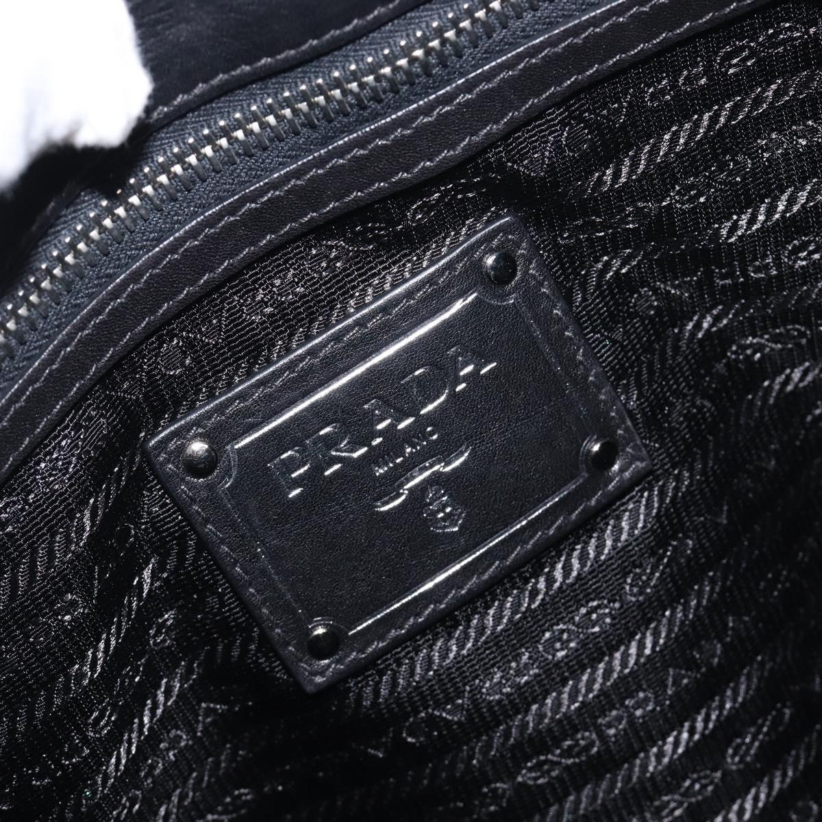 PRADA Shoulder Bag Leather Black Silver Auth yk20841SAV