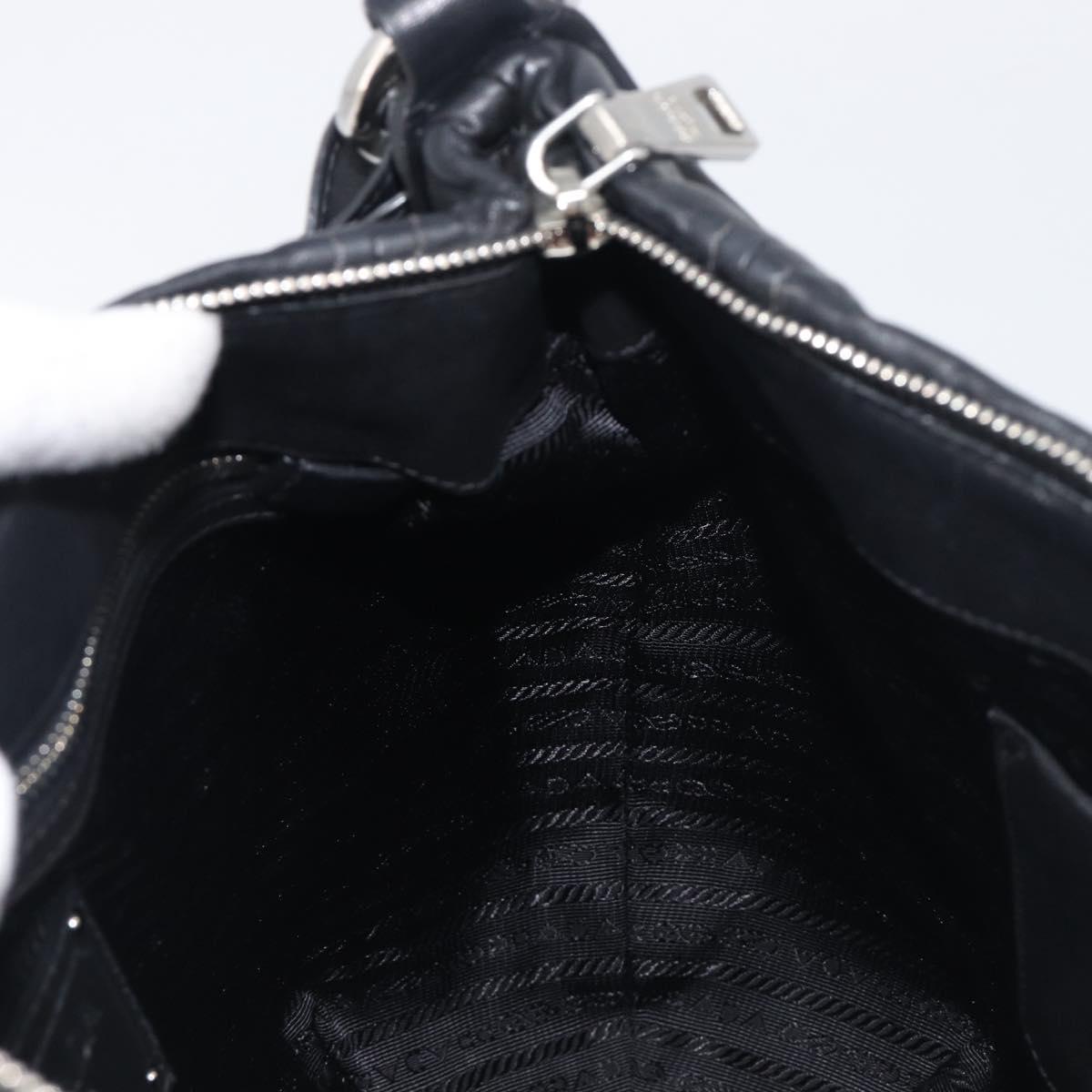 PRADA Shoulder Bag Leather Black Silver Auth yk20841SAV