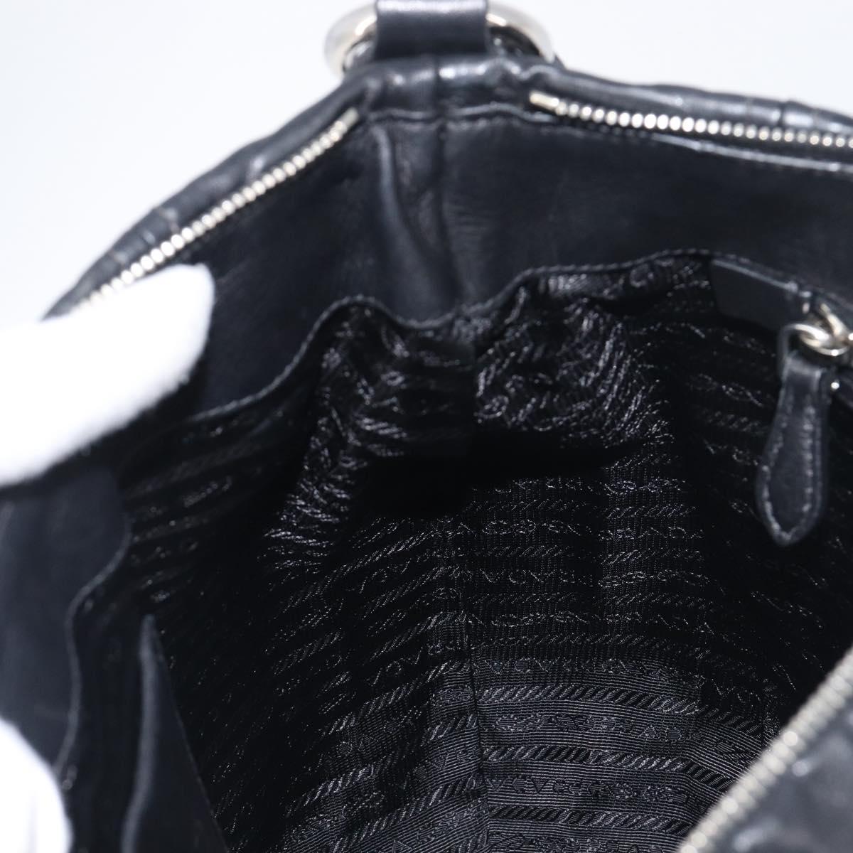 PRADA Shoulder Bag Leather Black Silver Auth yk20841SAV