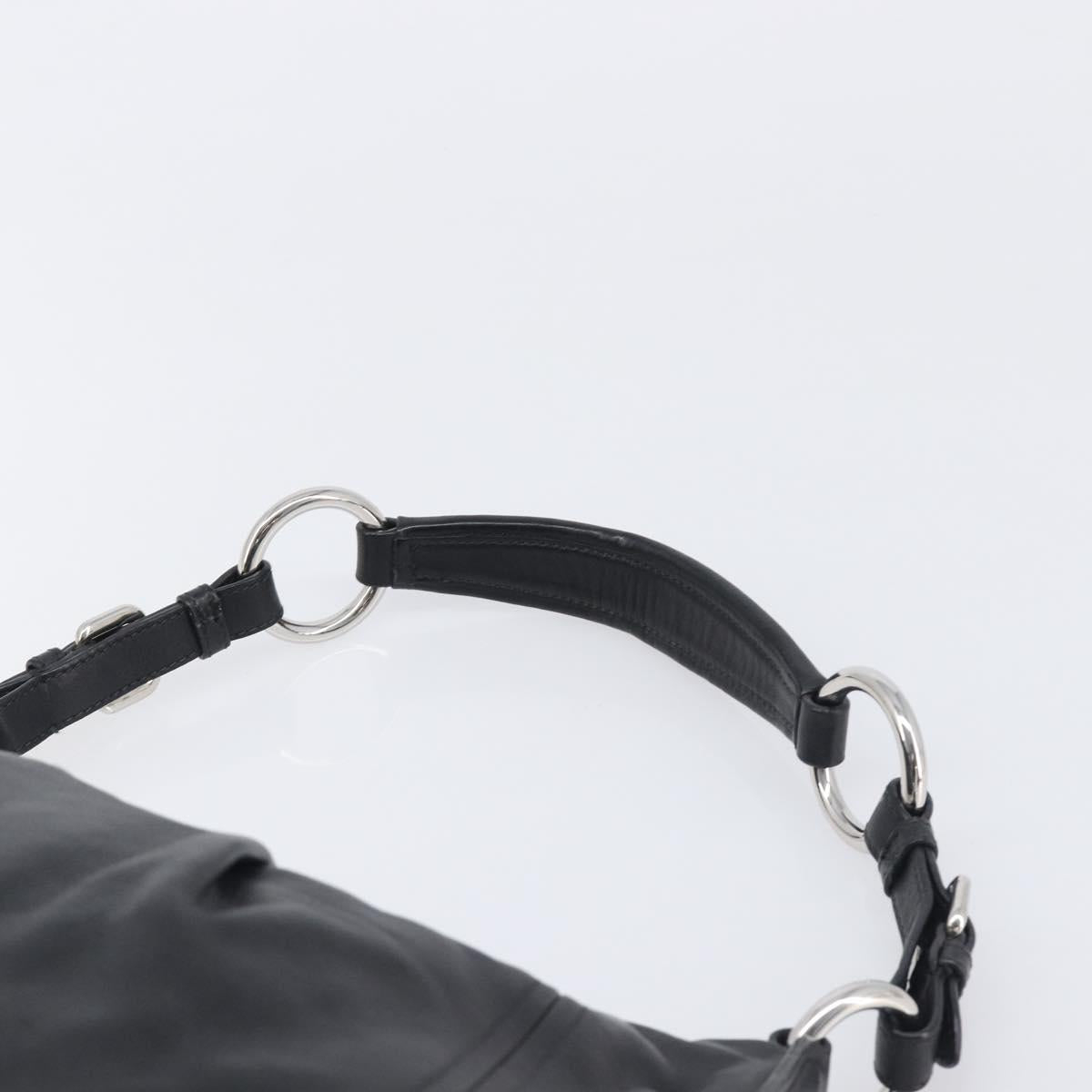 PRADA Shoulder Bag Leather Black Silver Auth yk20841SAV