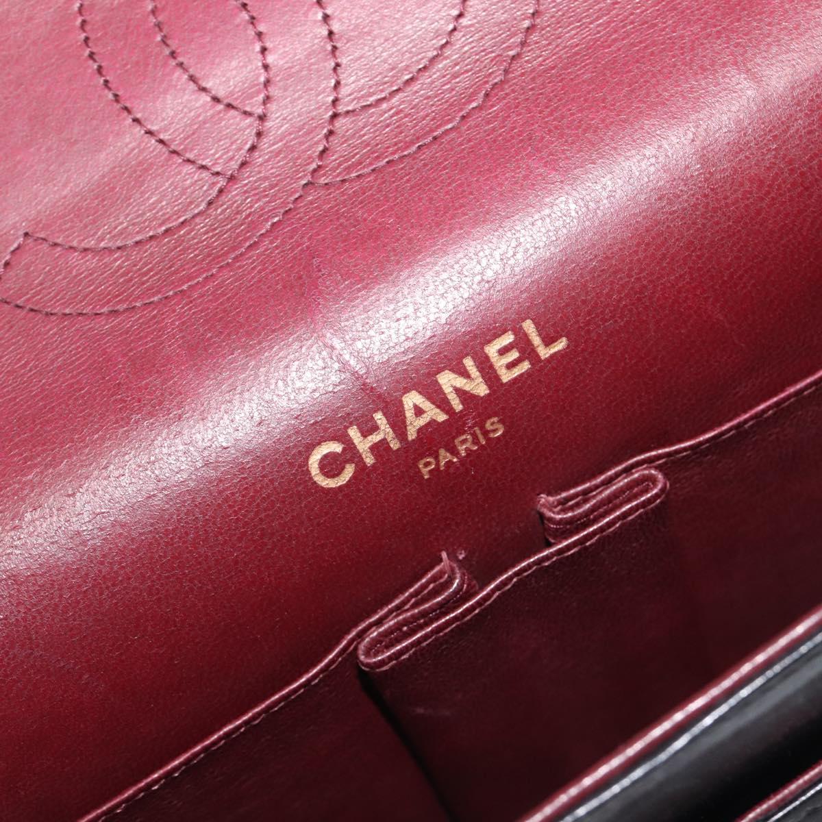 CHANEL Matelasse Chain Hand Bag Lamb Skin Black Gold CC Auth yk20843V
