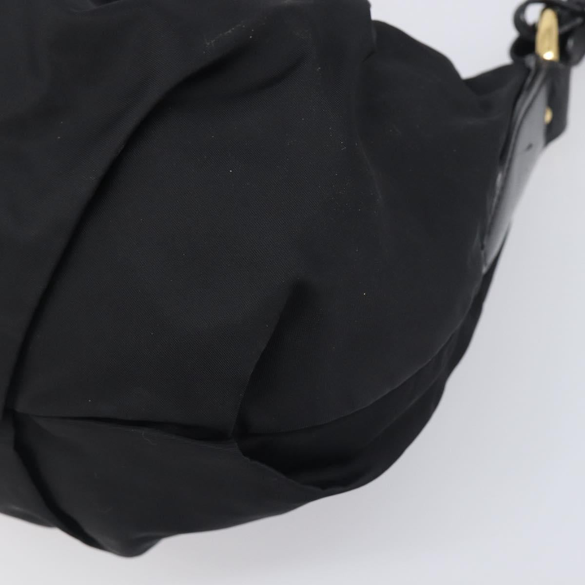 PRADA Shoulder Bag Nylon Black Gold Auth yk20847V