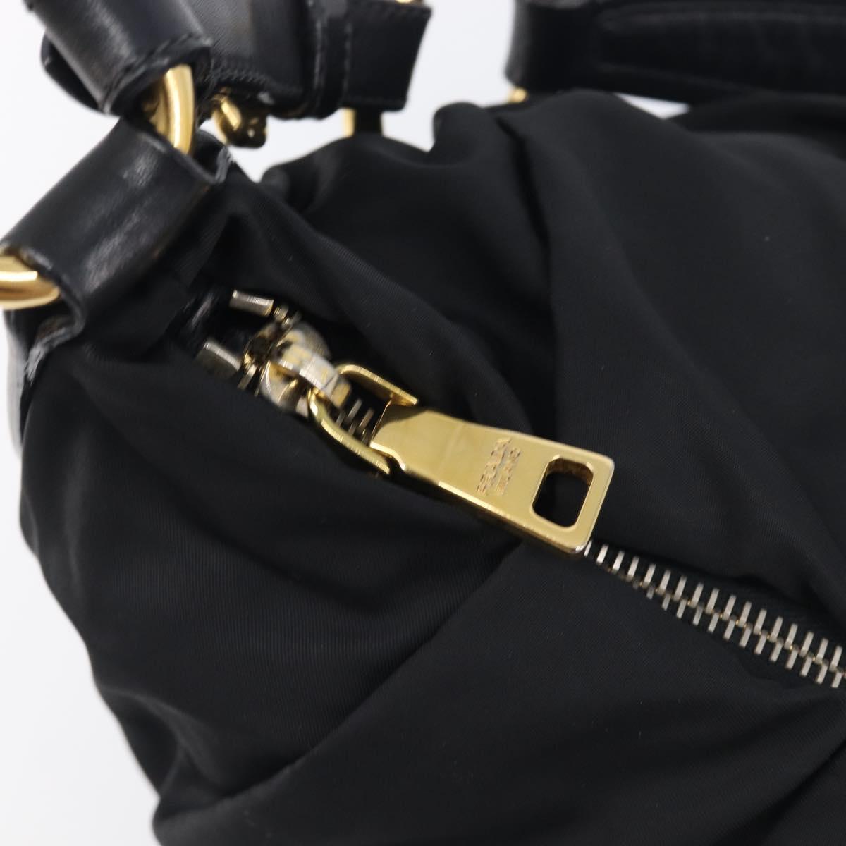 PRADA Shoulder Bag Nylon Black Gold Auth yk20847V