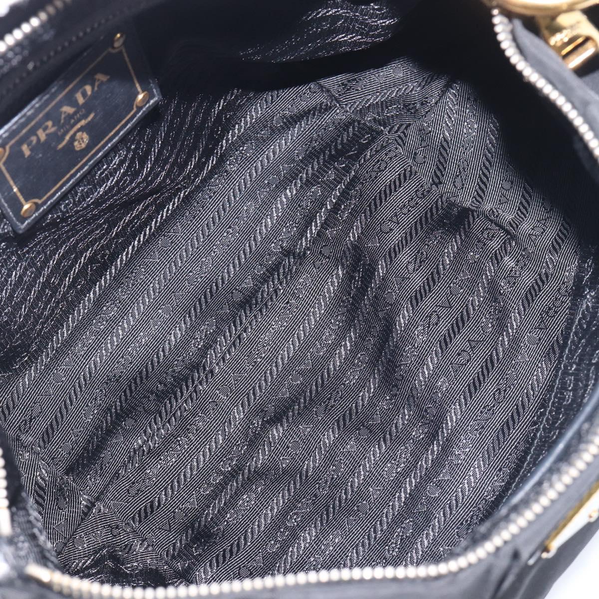PRADA Shoulder Bag Nylon Black Gold Auth yk20847V
