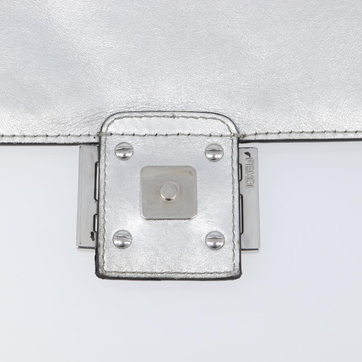 FENDI Zucca Mamma Baguette Shoulder Bag Leather Silver 8BR600 Auth yk20852SAM