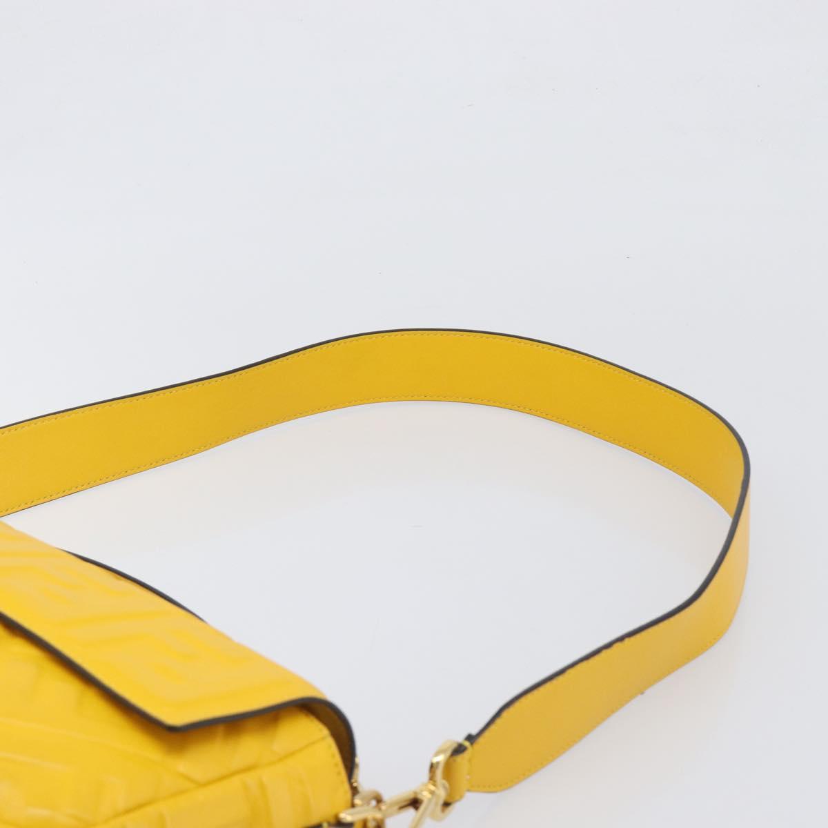 FENDI Zucca Mamma Baguette Shoulder Bag Leather Yellow 8BR600 Auth yk20853SAM
