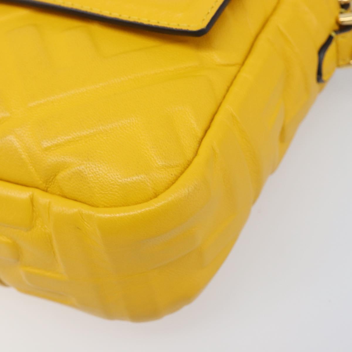 FENDI Zucca Mamma Baguette Shoulder Bag Leather Yellow 8BR600 Auth yk20853SAM
