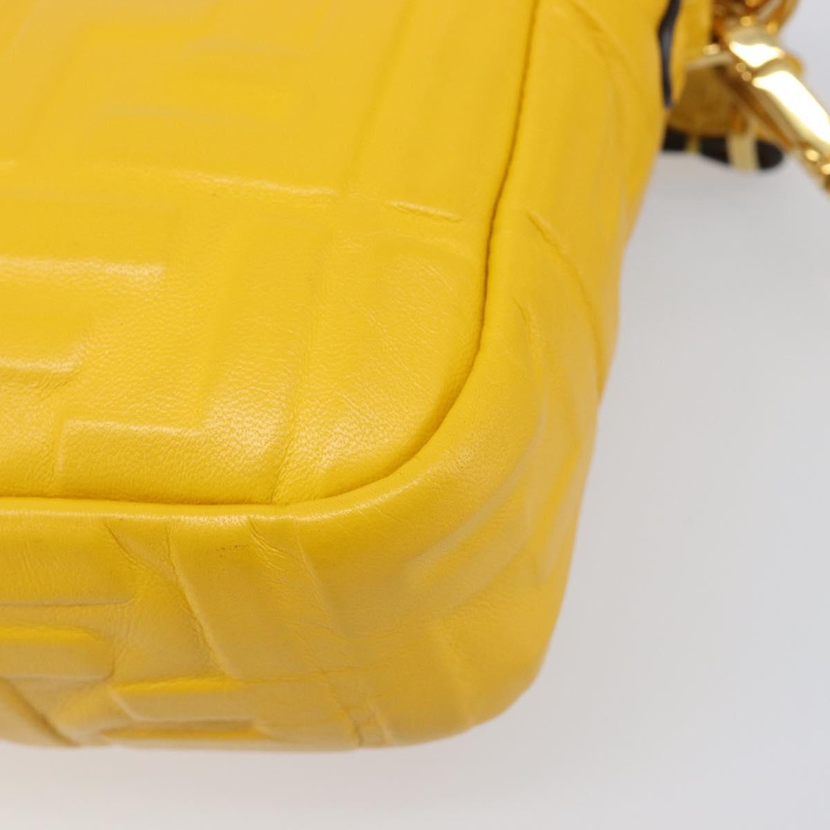 FENDI Zucca Mamma Baguette Shoulder Bag Leather Yellow 8BR600 Auth yk20853SAM