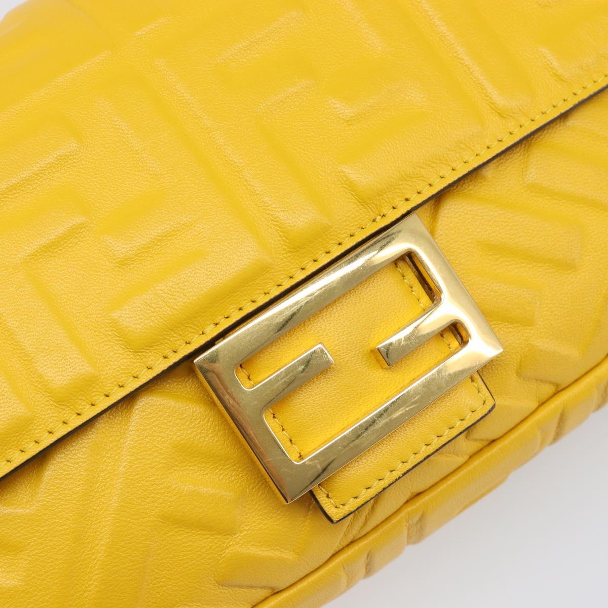 FENDI Zucca Mamma Baguette Shoulder Bag Leather Yellow 8BR600 Auth yk20853SAM