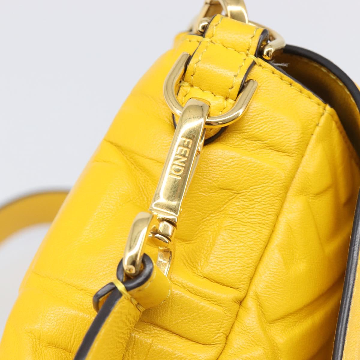 FENDI Zucca Mamma Baguette Shoulder Bag Leather Yellow 8BR600 Auth yk20853SAM