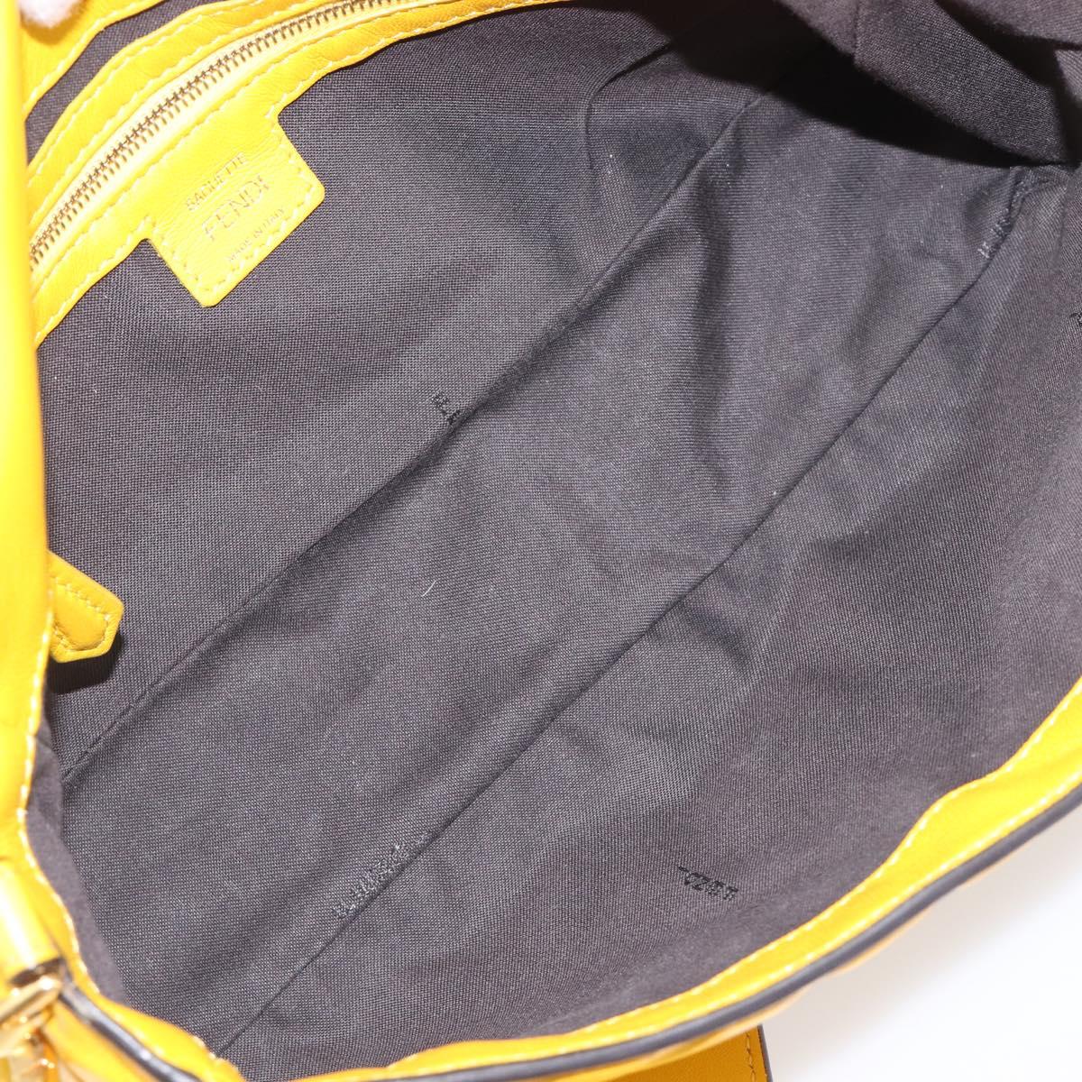 FENDI Zucca Mamma Baguette Shoulder Bag Leather Yellow 8BR600 Auth yk20853SAM