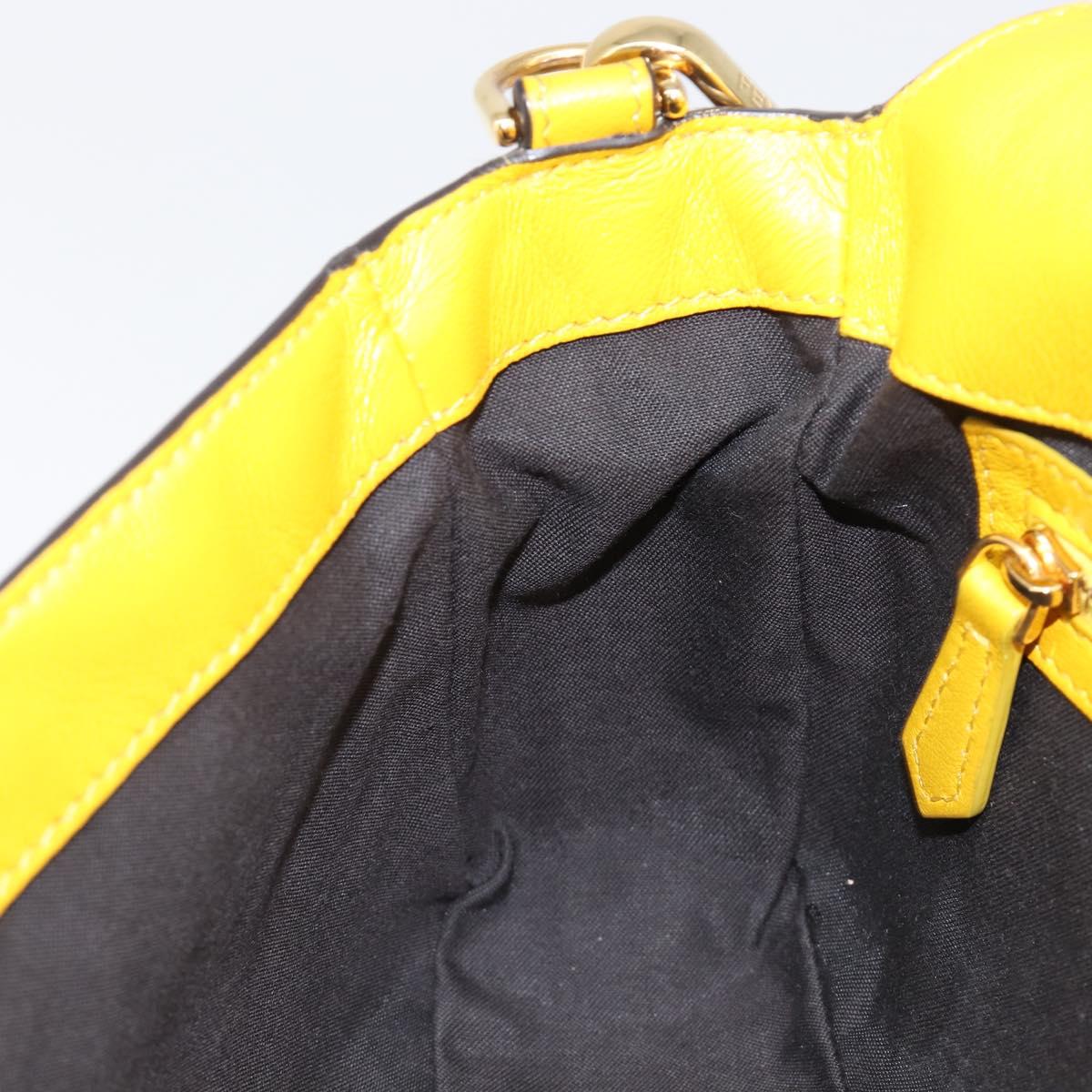 FENDI Zucca Mamma Baguette Shoulder Bag Leather Yellow 8BR600 Auth yk20853SAM