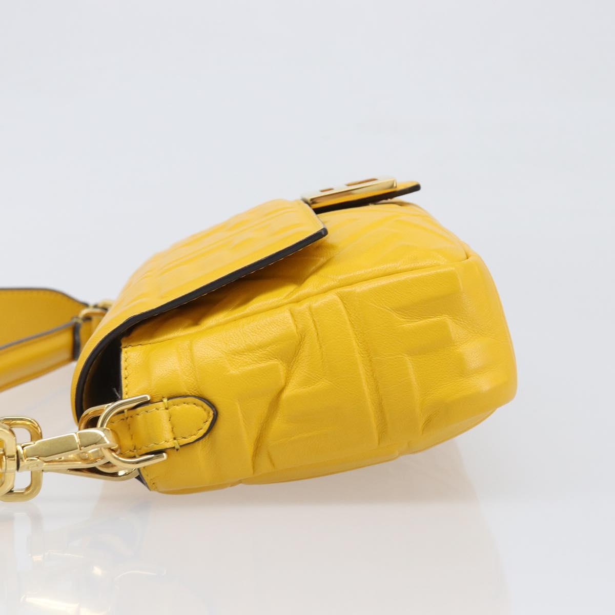 FENDI Zucca Mamma Baguette Shoulder Bag Leather Yellow 8BR600 Auth yk20853SAM