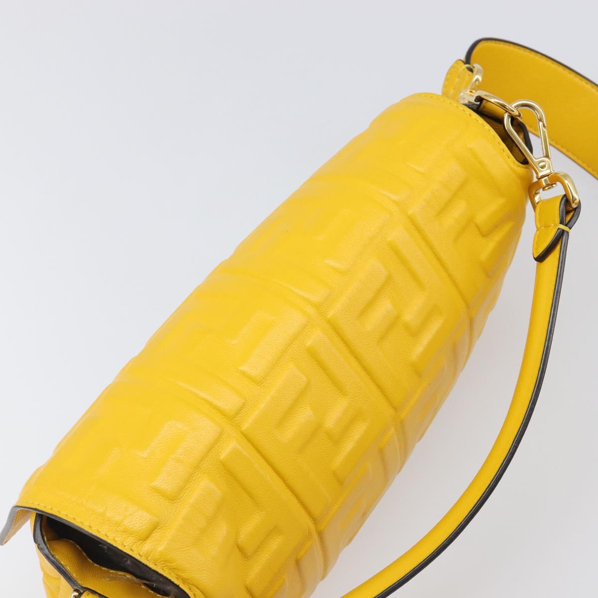 FENDI Zucca Mamma Baguette Shoulder Bag Leather Yellow 8BR600 Auth yk20853SAM