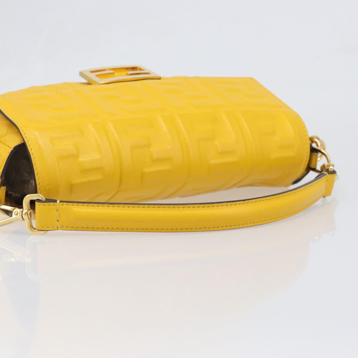 FENDI Zucca Mamma Baguette Shoulder Bag Leather Yellow 8BR600 Auth yk20853SAM