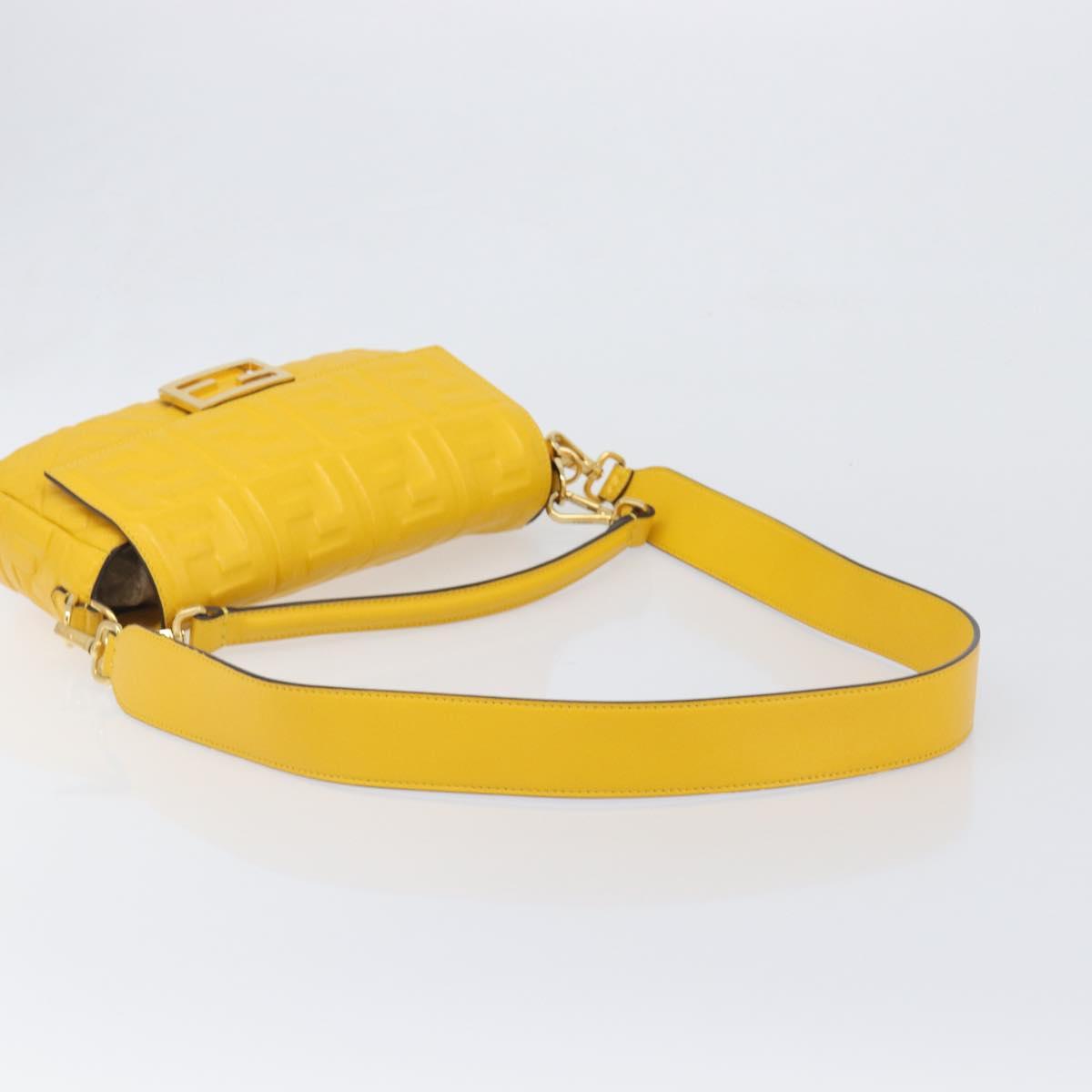 FENDI Zucca Mamma Baguette Shoulder Bag Leather Yellow 8BR600 Auth yk20853SAM