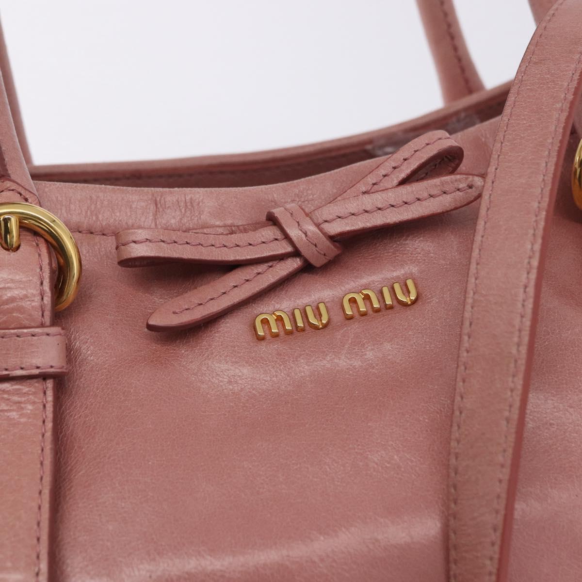 Miu Miu Hand Bag Leather 2way Pink Gold Auth yk20856V