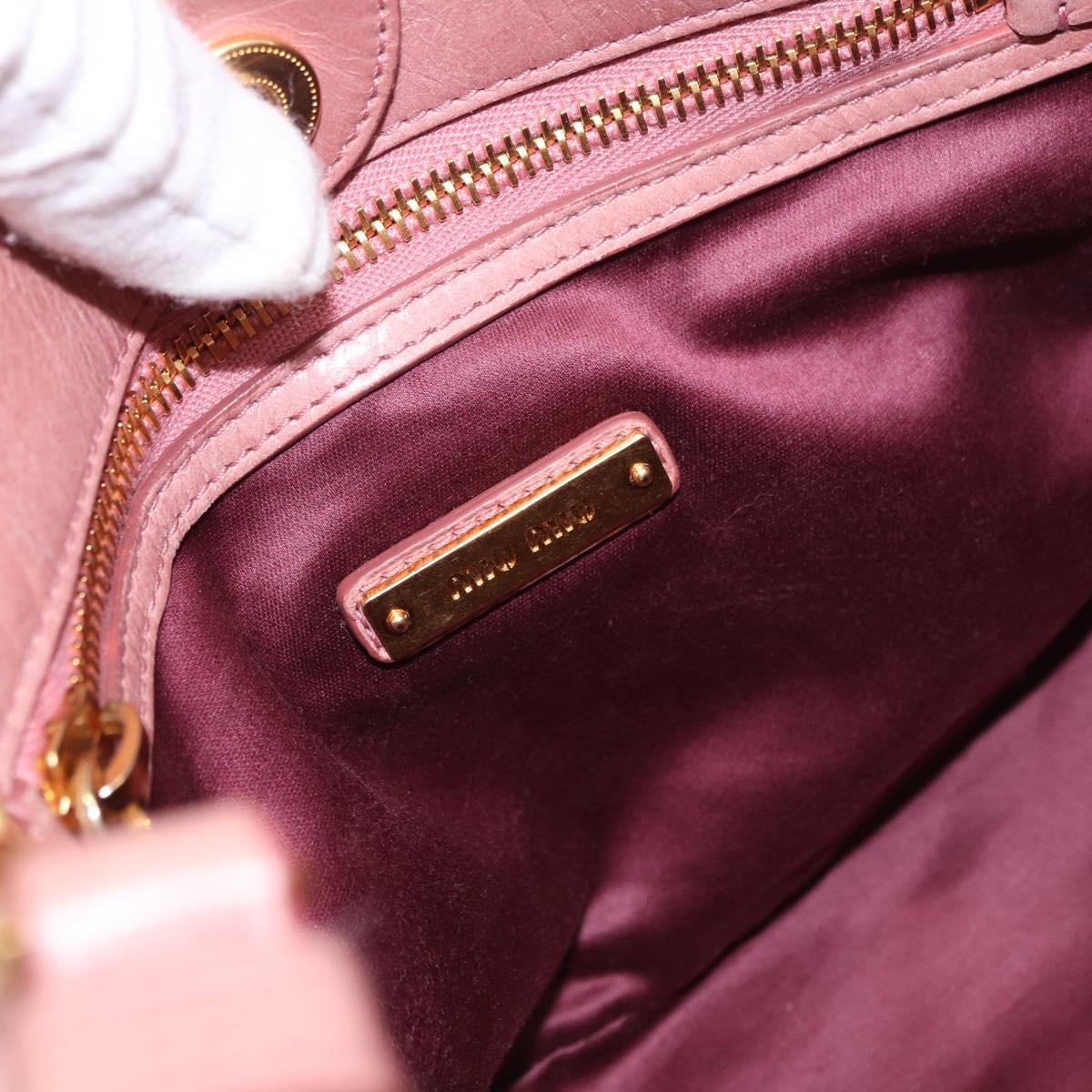 Miu Miu Hand Bag Leather 2way Pink Gold Auth yk20856V