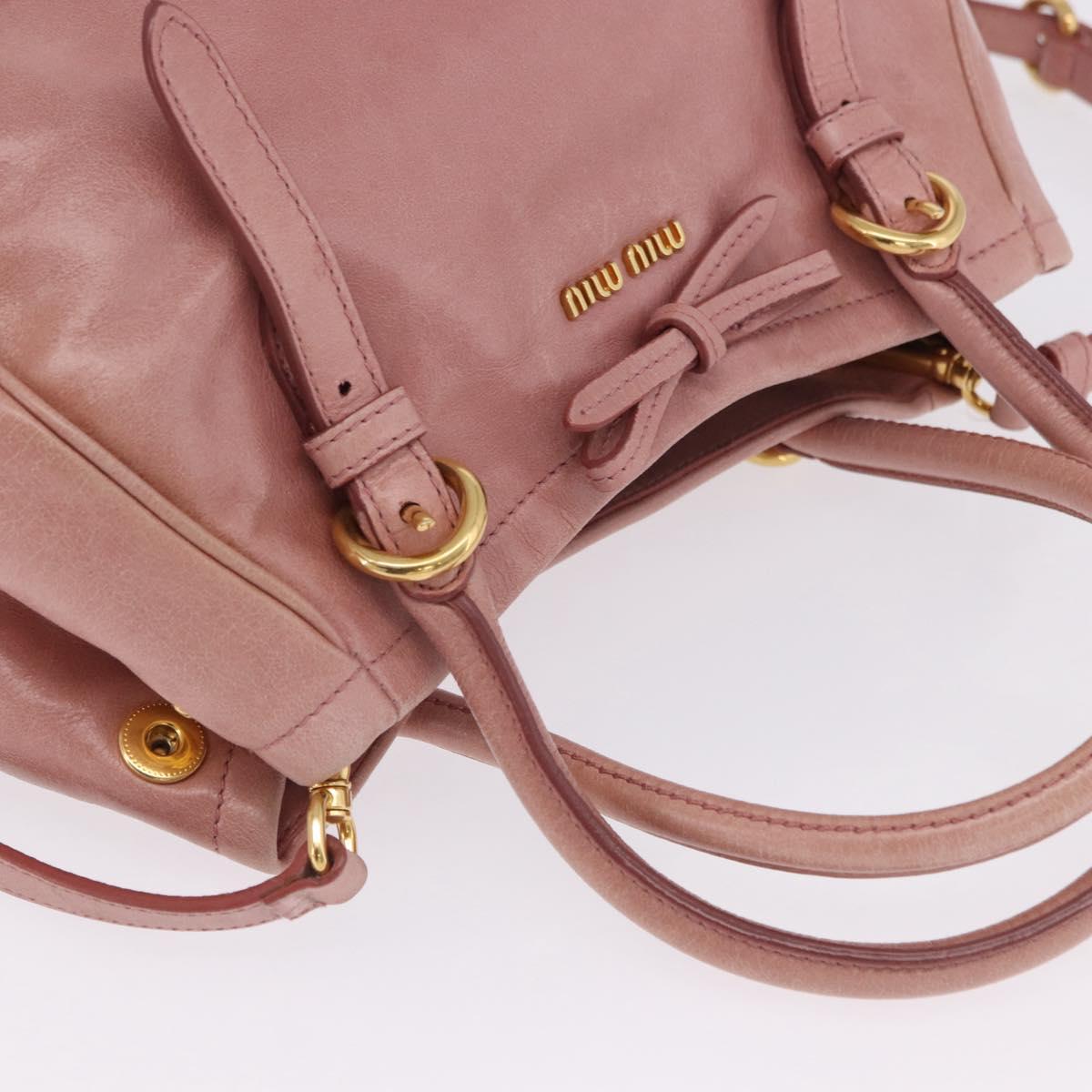 Miu Miu Hand Bag Leather 2way Pink Gold Auth yk20856V