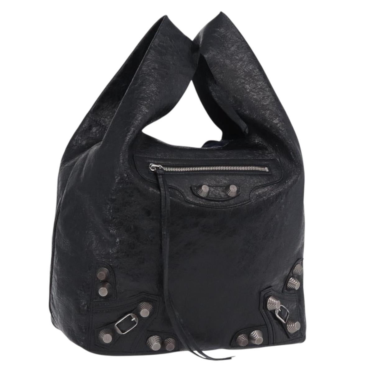 BALENCIAGA Lucagol Shopper Hand Bag Leather Black Silver 780976 Auth yk20857SAM