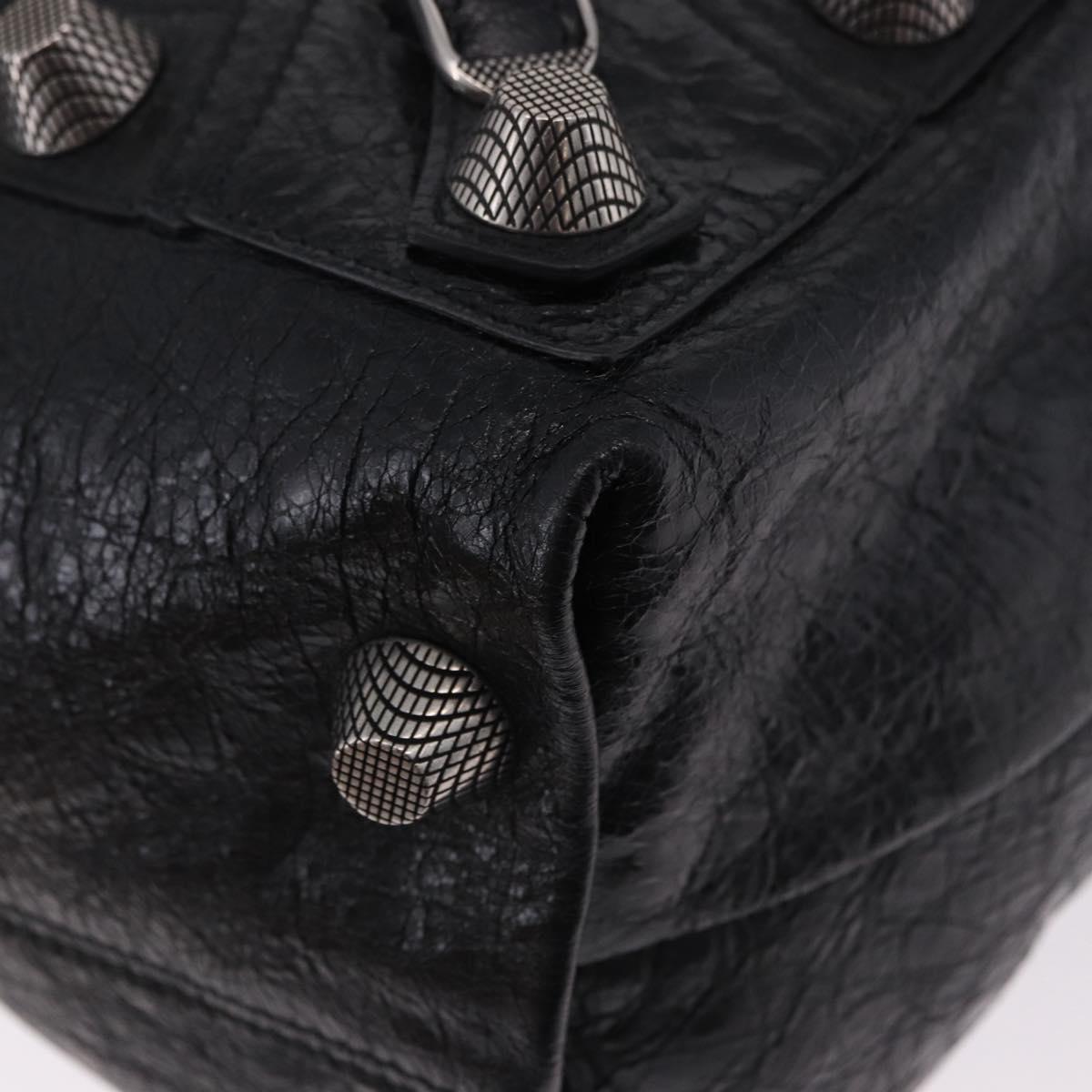 BALENCIAGA Lucagol Shopper Hand Bag Leather Black Silver 780976 Auth yk20857SAM